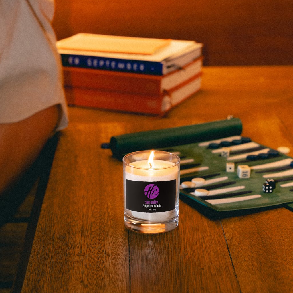 Relaxing non-toxic candle with floral and herbal scent in minimalist home