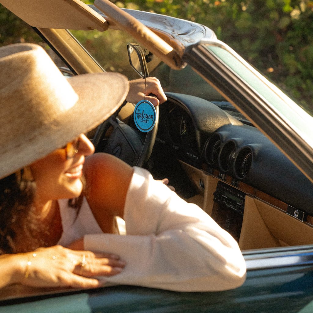 Malibu fragrance card freshening car interior with coastal scent